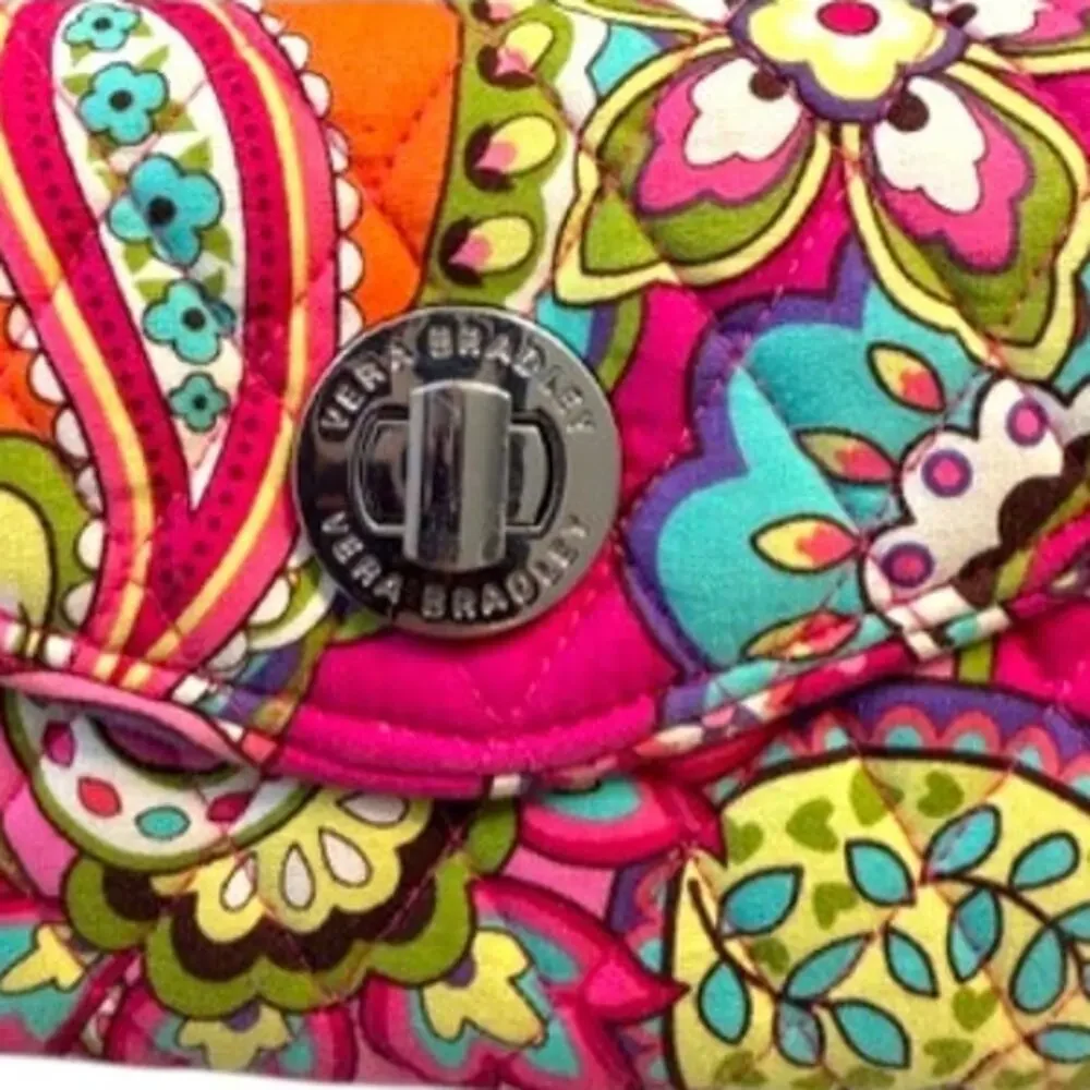 Vera Bradley Rumba Paisley Wristlet Wallet Pink Orange Quilted